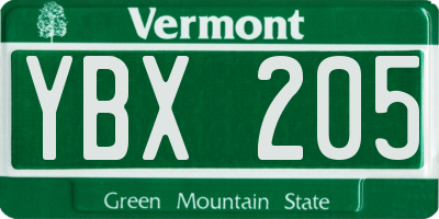 VT license plate YBX205