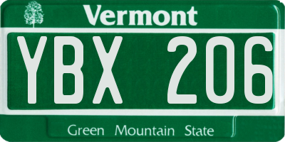 VT license plate YBX206