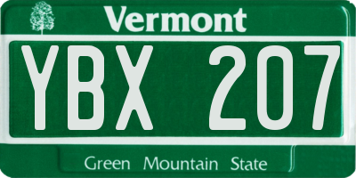 VT license plate YBX207