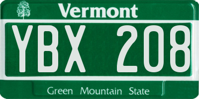 VT license plate YBX208