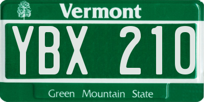 VT license plate YBX210