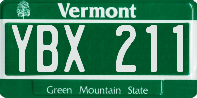 VT license plate YBX211