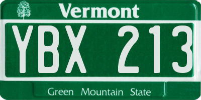 VT license plate YBX213