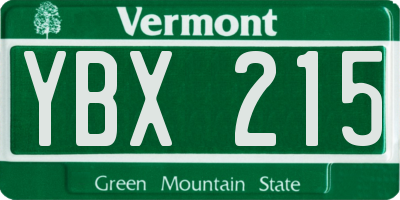 VT license plate YBX215