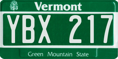 VT license plate YBX217