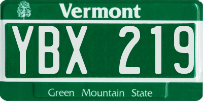 VT license plate YBX219