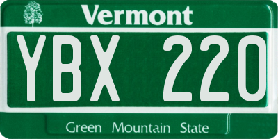VT license plate YBX220