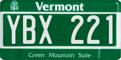 VT license plate YBX221