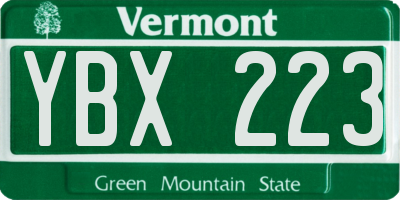 VT license plate YBX223