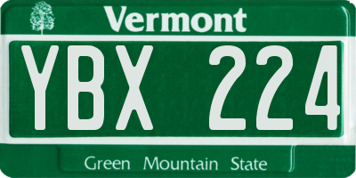 VT license plate YBX224