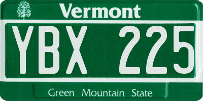 VT license plate YBX225