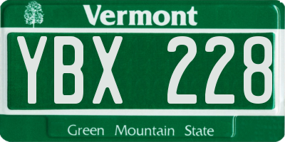 VT license plate YBX228