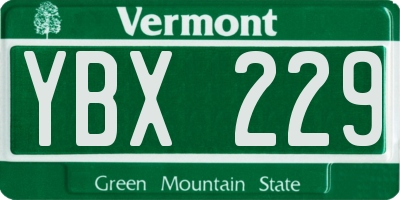 VT license plate YBX229