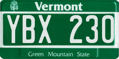VT license plate YBX230