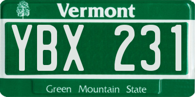 VT license plate YBX231