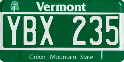 VT license plate YBX235