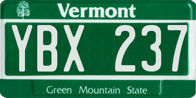 VT license plate YBX237