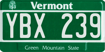 VT license plate YBX239