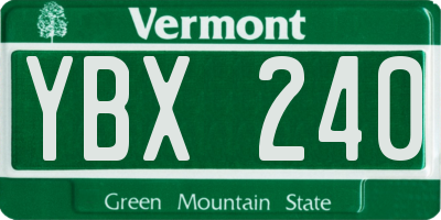 VT license plate YBX240