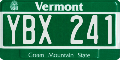 VT license plate YBX241