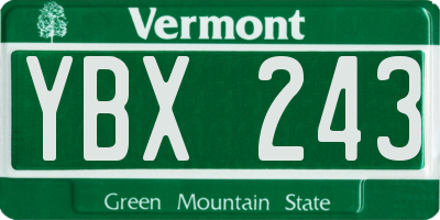 VT license plate YBX243