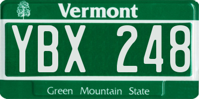 VT license plate YBX248