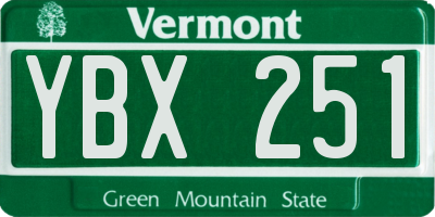 VT license plate YBX251