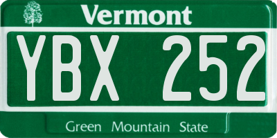 VT license plate YBX252