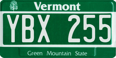 VT license plate YBX255