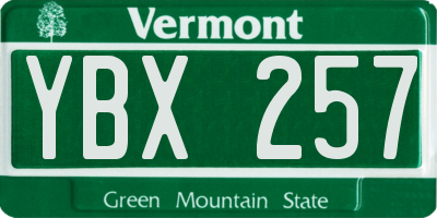 VT license plate YBX257