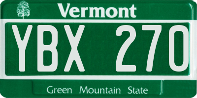 VT license plate YBX270