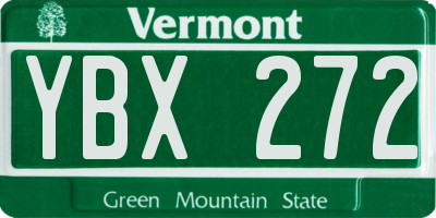 VT license plate YBX272