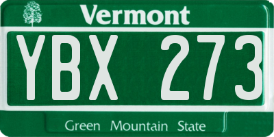 VT license plate YBX273