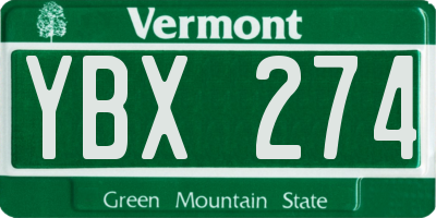 VT license plate YBX274