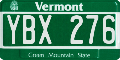 VT license plate YBX276