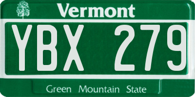 VT license plate YBX279