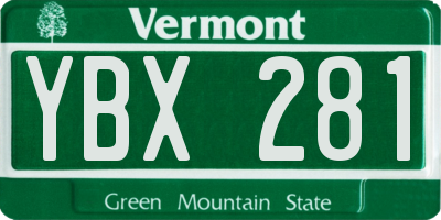 VT license plate YBX281