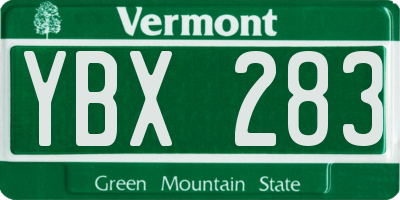 VT license plate YBX283