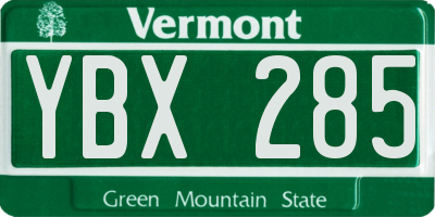 VT license plate YBX285