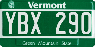 VT license plate YBX290