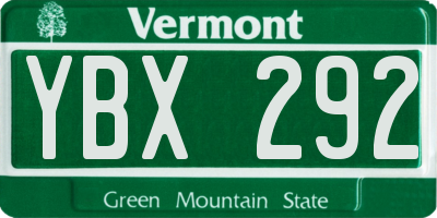 VT license plate YBX292