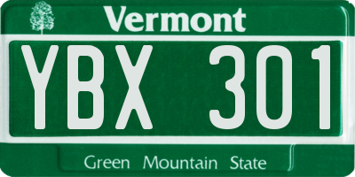 VT license plate YBX301