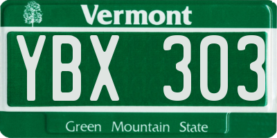 VT license plate YBX303