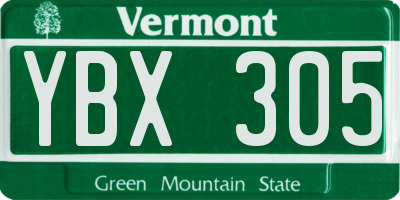 VT license plate YBX305