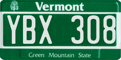 VT license plate YBX308