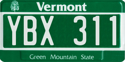 VT license plate YBX311