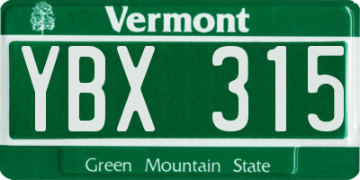 VT license plate YBX315