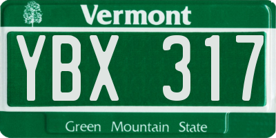 VT license plate YBX317