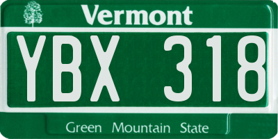 VT license plate YBX318