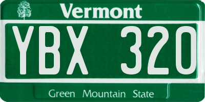 VT license plate YBX320